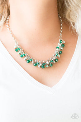 Paparazzi Trust Fund Baby - Green - and Silver Beads - Necklace and matching Earrings - $5 Jewelry With Ashley Swint