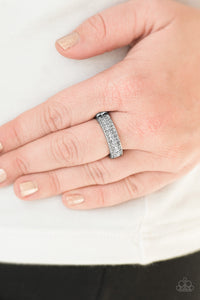 Paparazzi Turn The Other CHIC - Silver - Hematite Rhinestones - Dainty Band Ring - $5 Jewelry With Ashley Swint