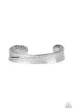 Load image into Gallery viewer, Paparazzi Bring The Bling - White Rhinestones - Hammered Silver Cuff Bracelet - $5 Jewelry With Ashley Swint