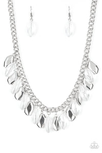 Paparazzi Fringe Fabulous - White - Necklace and matching Earrings - $5 Jewelry with Ashley Swint