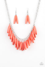Load image into Gallery viewer, Paparazzi Full Of Flavor - Orange / Coral Beads - Silver Necklace and matching Earrings - $5 Jewelry With Ashley Swint
