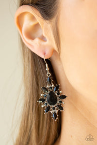 Paparazzi Glamorously Colorful - Black - Rhinestones and Marquise Black Beads - Teardrop Earrings - $5 Jewelry With Ashley Swint