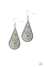 Load image into Gallery viewer, Paparazzi Mandala Makeover - Yellow Beads - Silver Filigree Earrings - $5 Jewelry With Ashley Swint