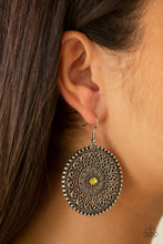 Load image into Gallery viewer, Paparazzi WHEEL and Grace - Yellow Rhinestones - Silver Earrings - $5 Jewelry With Ashley Swint