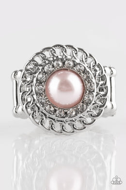 Paparazzi Big City Attitude - Pink - Silver Chain - White Rhinestones - Ring - $5 Jewelry With Ashley Swint