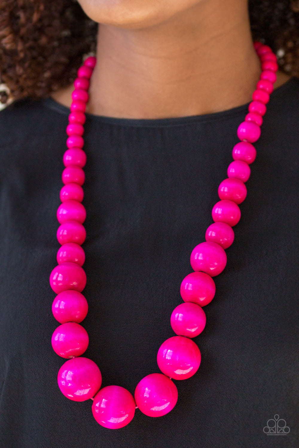 Paparazzi Effortlessly Everglades - Pink - Bubble gum Wooden Necklace and matching Earrings - $5 Jewelry With Ashley Swint