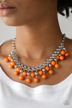 Load image into Gallery viewer, Paparazzi Friday Night Fringe - Orange - Silver Necklace and matching Earrings - $5 Jewelry With Ashley Swint