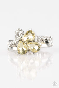 Paparazzi Friends In High-End Places - Yellow Teardrop Rhinestones - Dainty Band Ring - $5 Jewelry With Ashley Swint