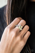 Load image into Gallery viewer, Paparazzi Friends In High-End Places - Yellow Teardrop Rhinestones - Dainty Band Ring - $5 Jewelry With Ashley Swint