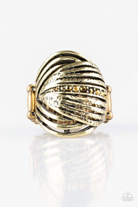 Paparazzi Glitter Tracker - Brass - Antiqued Shimmer - Aurum Rhinestones - Ring - $5 Jewelry With Ashley Swint