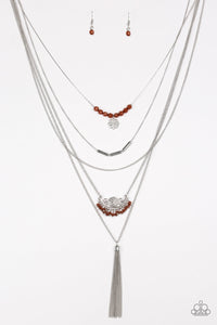 Paparazzi Malibu Mixer - Brown - Necklace and matching Earrings - $5 Jewelry With Ashley Swint