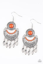 Load image into Gallery viewer, Paparazzi Mantra to Mantra - Orange Beaded Center - Silver Crescent - Fringe Earrings - $5 Jewelry With Ashley Swint
