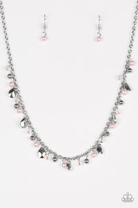 Paparazzi Spring Sophistication - Pink Pearls - Silver Necklace & Earrings - $5 Jewelry With Ashley Swint