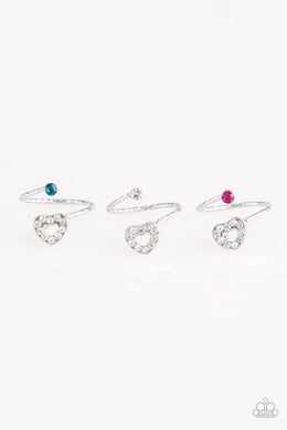 Paparazzi Starlet Shimmer Rings - Silver Heart - Blue, White, Red, Green Rhinestones - $5 Jewelry With Ashley Swint