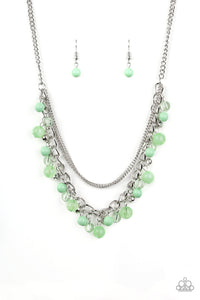 Paparazzi Wait and SEA - Green - Necklace and matching Earrings - $5 Jewelry With Ashley Swint