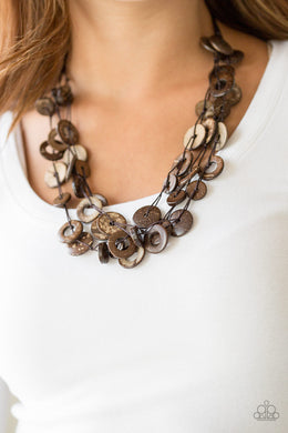 Paparazzi Wonderfully Walla Walla - Brown - Wooden Necklace & Earrings - $5 Jewelry With Ashley Swint