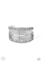 Load image into Gallery viewer, Paparazzi Brace Yourself - Silver - Hammered Cuff Bracelet - Fashion Fix Exclusive February 2020 - $5 Jewelry with Ashley Swint
