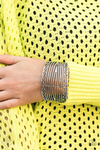 Paparazzi Brace Yourself - Silver - Hammered Cuff Bracelet - Fashion Fix Exclusive February 2020 - $5 Jewelry with Ashley Swint