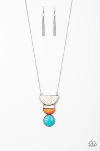 Paparazzi Desert Mason - Multi - White, Orange & Blue Stone Pendants - Necklace & Earrings - $5 Jewelry with Ashley Swint