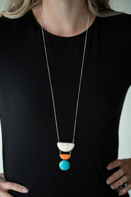 Paparazzi Desert Mason - Multi - White, Orange & Blue Stone Pendants - Necklace & Earrings - $5 Jewelry with Ashley Swint