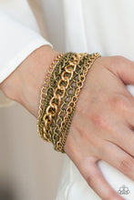 Load image into Gallery viewer, Paparazzi Metallic Horizon - Brass - Gold Chains - Hammered Brass Fittings - Bracelet - $5 Jewelry with Ashley Swint