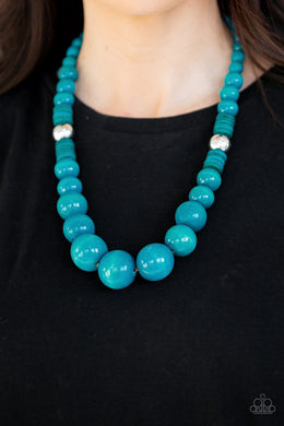 Paparazzi Panama Panorama - Blue Wooden Beads - Necklace & Earrings - $5 Jewelry with Ashley Swint