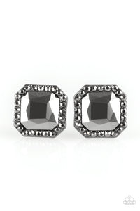 Paparazzi Act Your AGELESS - Black Hematite Gem Rhinestones - Post Earrings - $5 Jewelry With Ashley Swint