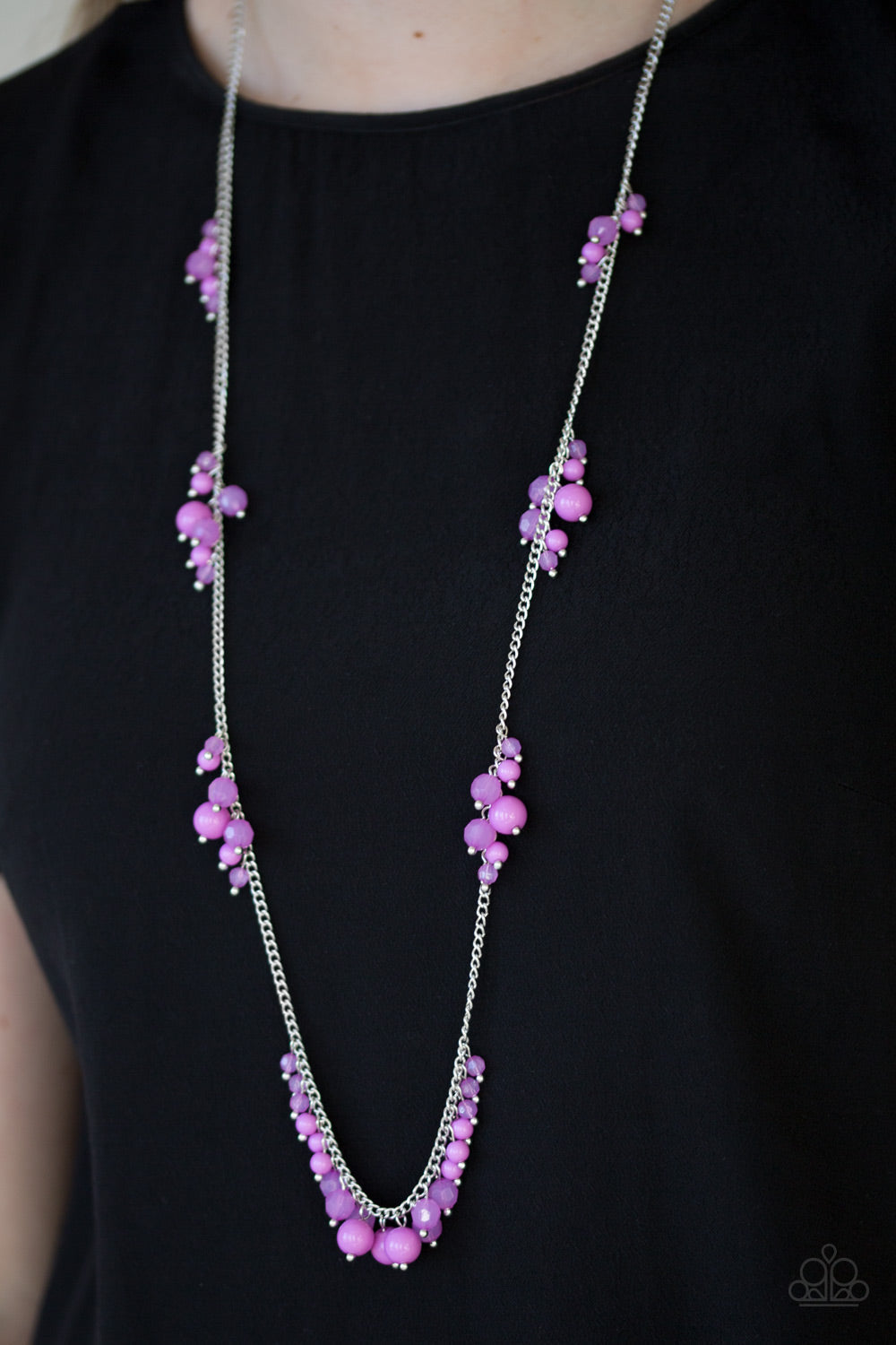 Paparazzi Coral Reefs - Purple - Silver Necklace and matching Earrings - $5 Jewelry With Ashley Swint