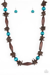Paparazzi Cozumel Coast - Blue - Wooden Necklace & Earrings - $5 Jewelry with Ashley Swint