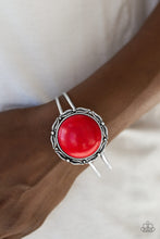 Load image into Gallery viewer, Paparazzi Mojave Harvest - Red Stone - Silver Hinged Bracelet - $5 Jewelry With Ashley Swint