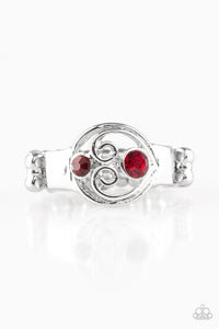 Paparazzi Oceanic Bliss - Red Rhinestones - Silver Ring - $5 Jewelry With Ashley Swint