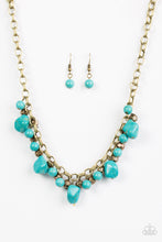 Load image into Gallery viewer, Paparazzi Paleo Princess - Brass - Turquoise Stones - Necklace &amp; Earrings - $5 Jewelry With Ashley Swint