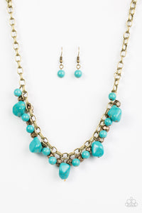 Paparazzi Paleo Princess - Brass - Turquoise Stones - Necklace & Earrings - $5 Jewelry With Ashley Swint