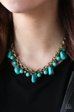 Paparazzi Paleo Princess - Brass - Turquoise Stones - Necklace & Earrings - $5 Jewelry With Ashley Swint