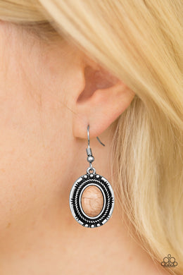 Paparazzi Shifting Sands - Brown Stone - Silver Earrings - $5 Jewelry With Ashley Swint