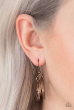 Load image into Gallery viewer, Paparazzi Statement Made - Copper - Glistening Rings Necklace and matching Earrings - $5 Jewelry With Ashley Swint