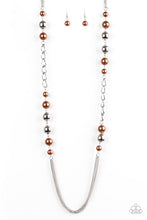 Load image into Gallery viewer, Paparazzi Uptown Talker - Brown - Pearly Beads - Bold Silver Chain - Necklace &amp; Earrings - $5 Jewelry With Ashley Swint
