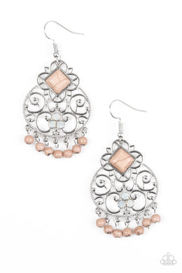 Paparazzi Western Wonder - Brown Stone - Silver Earrings - $5 Jewelry With Ashley Swint