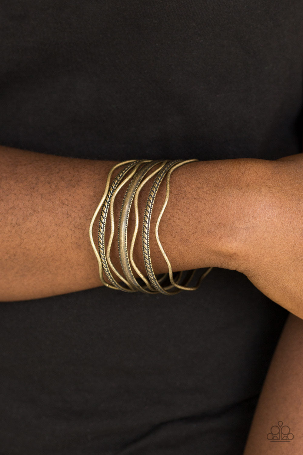 Paparazzi Zesty Zimbabwe - Brass Bangles - Set of 7 Bracelets - $5 Jewelry With Ashley Swint