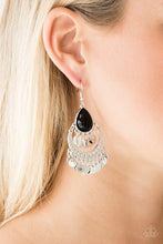 Load image into Gallery viewer, Paparazzi Bodaciously Boho - Black Teardrop Bead - Silver Earrings - $5 Jewelry With Ashley Swint