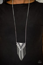 Load image into Gallery viewer, Paparazzi Colorfully Colossal - White Stone - Silver Triangular Pendant - Fringe Necklace - $5 Jewelry With Ashley Swint