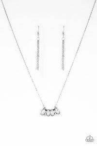 Paparazzi Deco Decadence - White Rhinestone - Silver Necklace & Earrings - $5 Jewelry with Ashley Swint