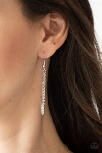 Paparazzi Deco Decadence - White Rhinestone - Silver Necklace & Earrings - $5 Jewelry with Ashley Swint