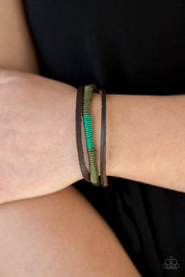 Paparazzi Give Me Some ROAM! - Green - Rustic Leather - Sliding Knot Bracelet - $5 Jewelry With Ashley Swint