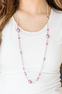 Paparazzi Magnificently Milan - Purple Pearls - Silver Necklace and matching Earrings - $5 Jewelry With Ashley Swint