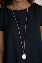 Load image into Gallery viewer, Paparazzi Nightcap and Gown - Gold - Moonstone Necklace and matching Earrings - $5 Jewelry With Ashley Swint