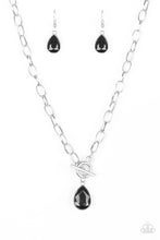Load image into Gallery viewer, Paparazzi So Sorority - Black Teardrop Gem - Silver Necklace &amp; Earrings - $5 Jewelry With Ashley Swint