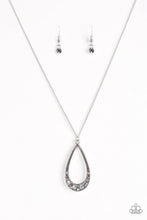 Load image into Gallery viewer, Paparazzi Teardrop Tease - Silver - Hematite Rhinestones - Necklace &amp; Earrings - $5 Jewelry With Ashley Swint
