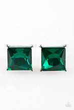 Load image into Gallery viewer, Paparazzi The Big Bang - Green Gem - Silver Earrings - $5 Jewelry With Ashley Swint