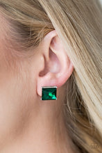 Load image into Gallery viewer, Paparazzi The Big Bang - Green Gem - Silver Earrings - $5 Jewelry With Ashley Swint